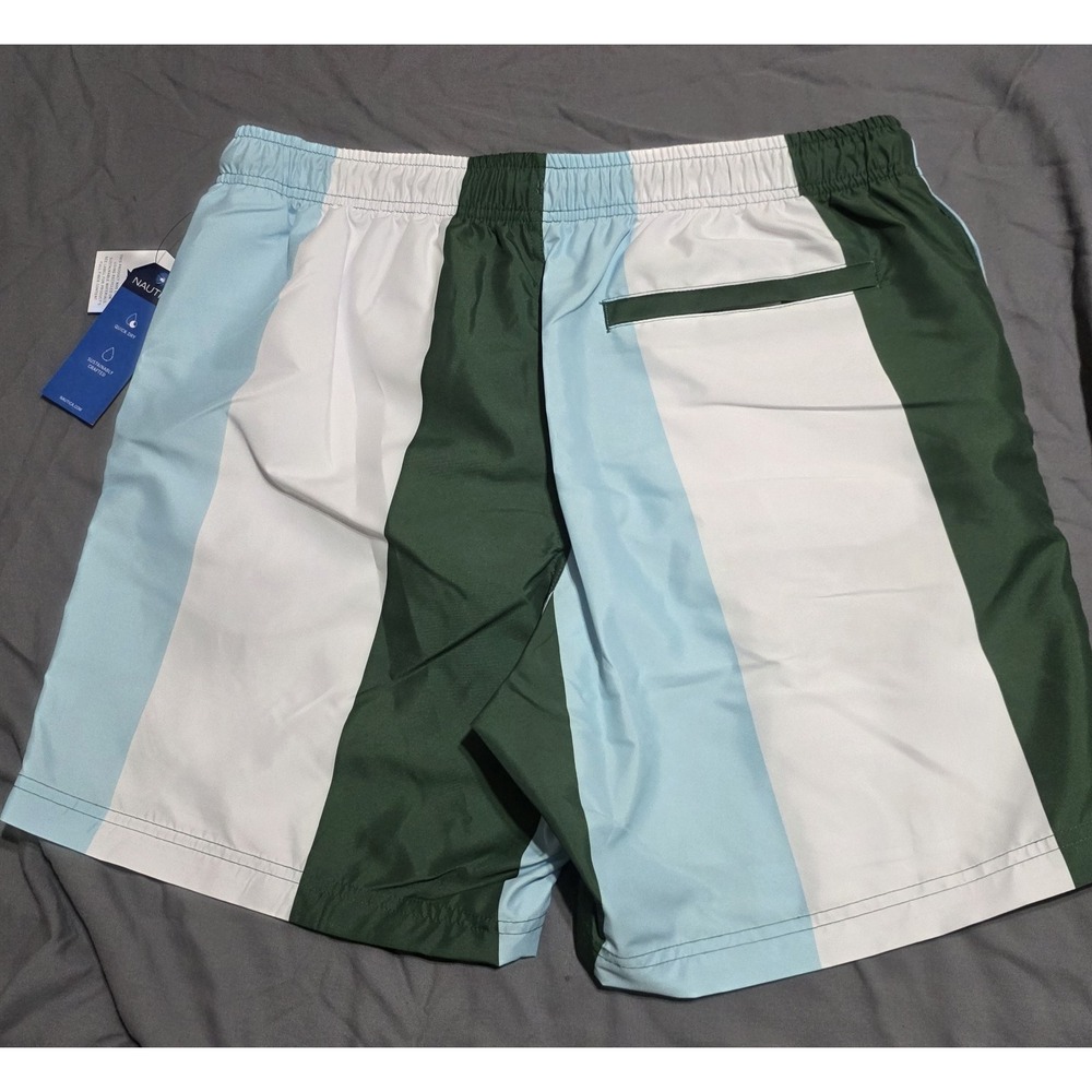 Nautica Men's Swim Shorts Mesh Lined Drawstring Pockets Striped M - Picture 3 of 5